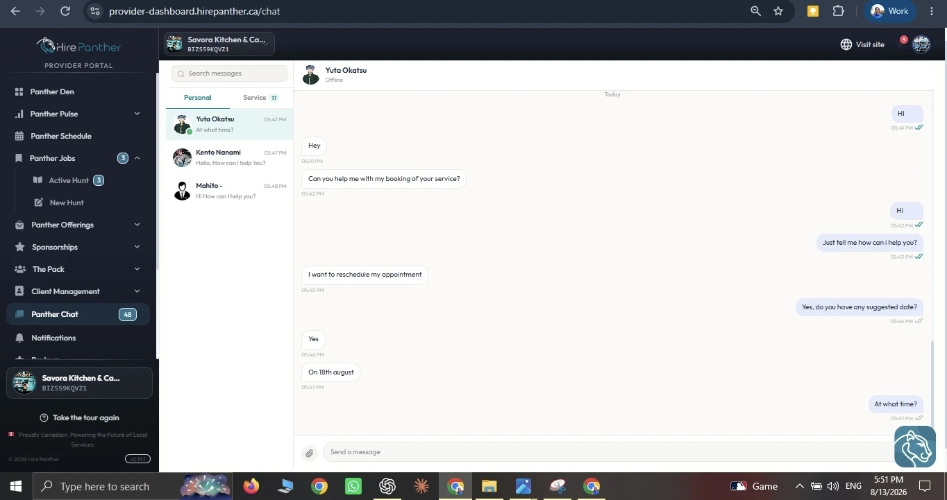 You can start a conversation from a booking too. Respond quickly: fast, clear replies reassure customers and win more work